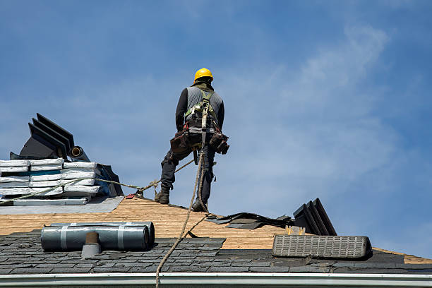 Professional Gutter Installation technician working in Danville, ME